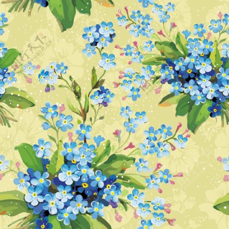 蓝色小花矢量素材手绘花卉