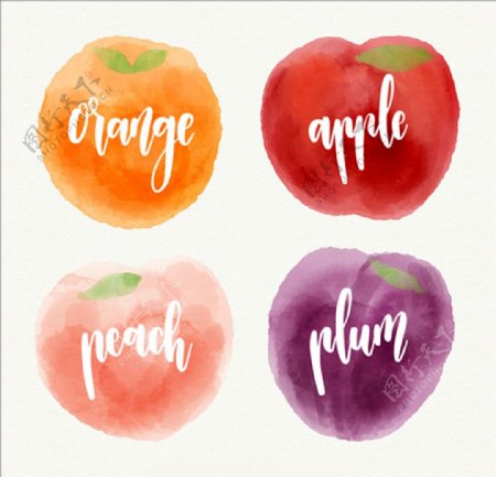 手绘水彩风格美味的水果