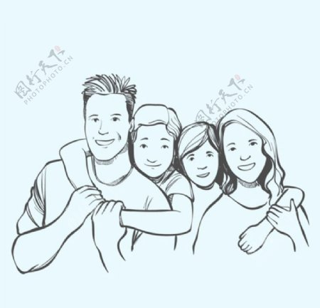 手绘微笑的幸福家庭插图