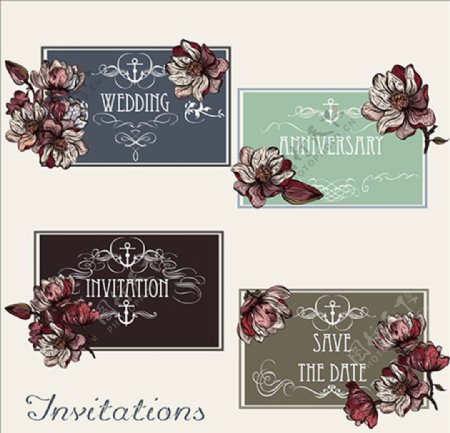 复古花卉婚礼框架标题