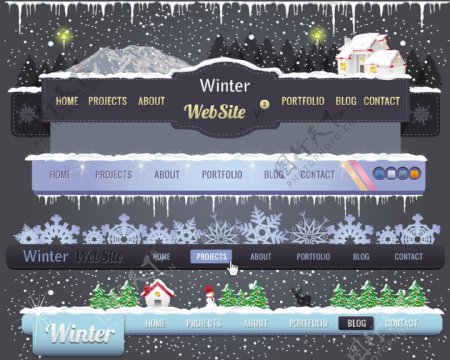 雪边框栏冬天网页