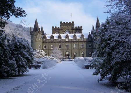 苏格兰城堡冬景