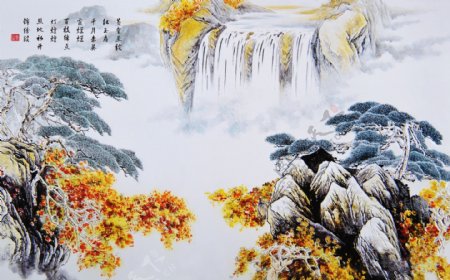 山中秋色中式国画
