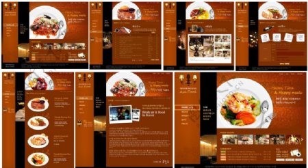 红褐色牛排西餐网站模板