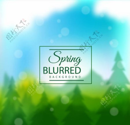 春季绿色树林海报