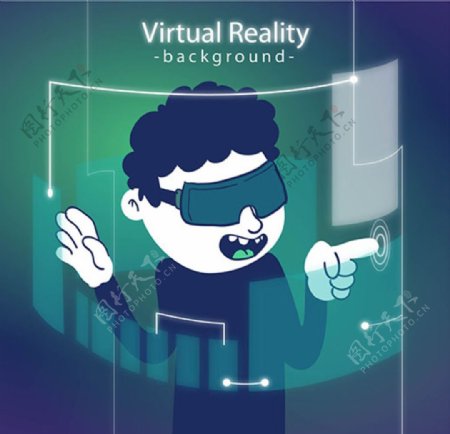 戴VR虚拟现实眼镜的男生