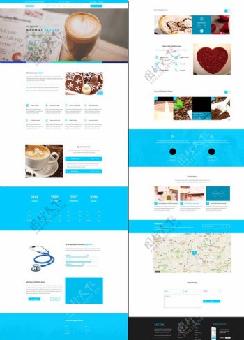 蓝白色网页设计模板