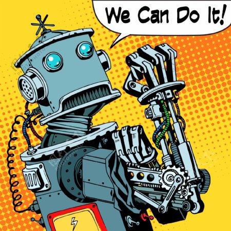 机器人卡通海报漫画风格人物矢量素材
