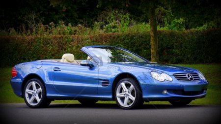 蓝色汽车快速体育汽车速度等级奔驰敞篷车经典汽车SL500