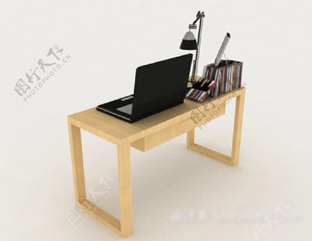 简约木质小书桌3d模型下载