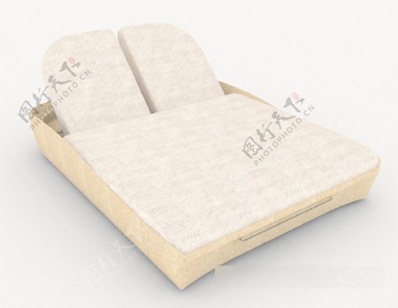 现代实木简单双人床3d模型下载