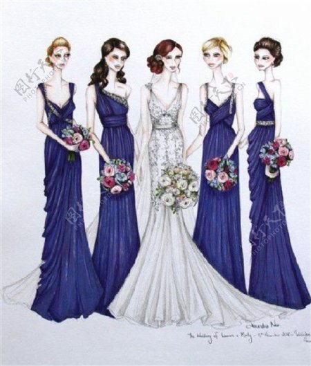 5款新娘伴娘礼服设计图