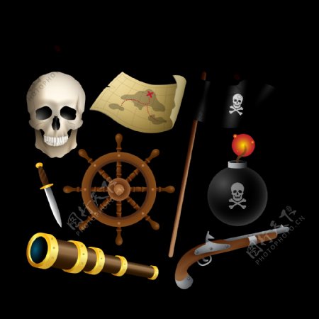 各种海盗元素图免抠png透明图层素材