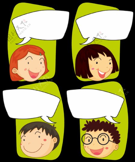卡通学生小孩对话框免抠png透明图层素材