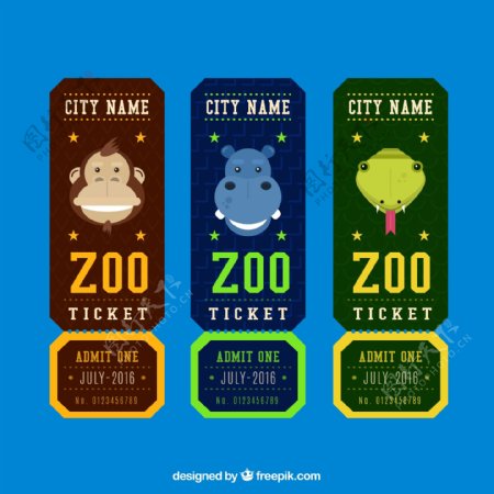 3款创意动物园门票矢量