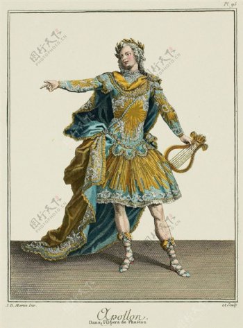 欧洲古典洛可可男款裙装效果图