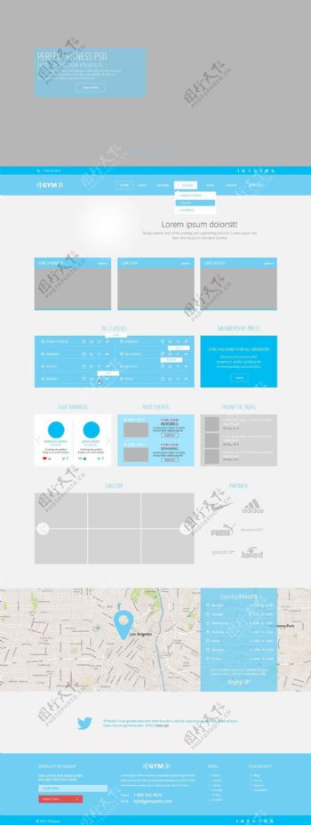 蓝色创意排版网页UI设计