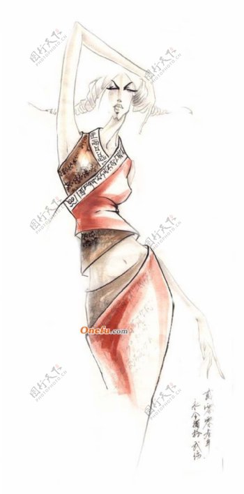 红色时尚女装设计图