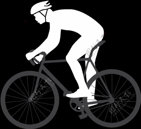黑白骑自行车剪影免抠png透明图层素材