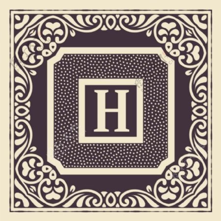 花纹字母H相框图片