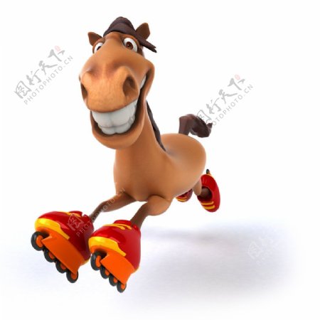 穿溜冰鞋奔跑的3D马匹图片