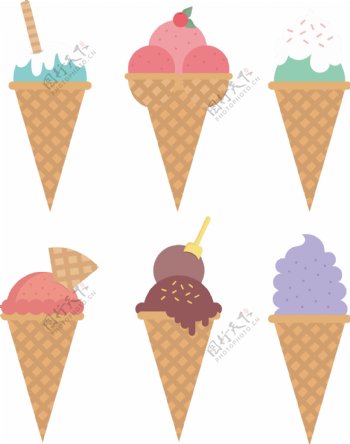 手绘彩色圆筒冰淇淋免抠png透明图层素材