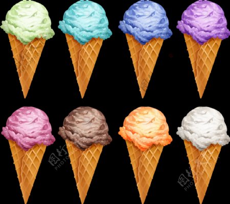 写实风格彩色冰淇淋免抠png透明图层素材