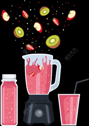 红色果汁榨汁机插画图标免抠png透明素材