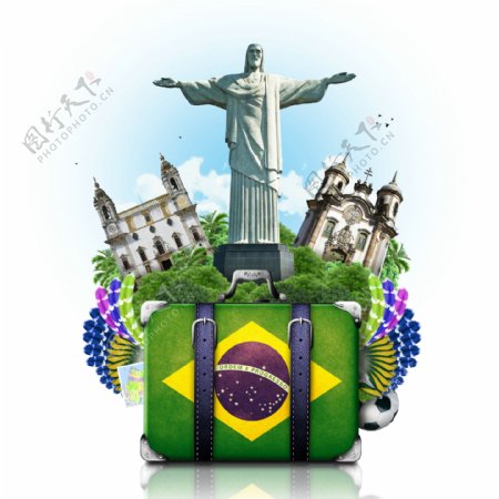 巴西旅游景点和旅游箱图片