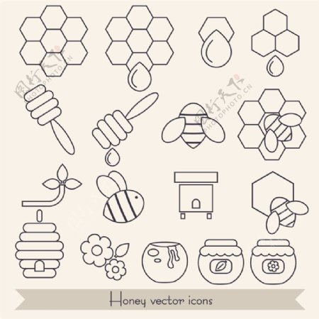 手绘线条蜂蜜图片