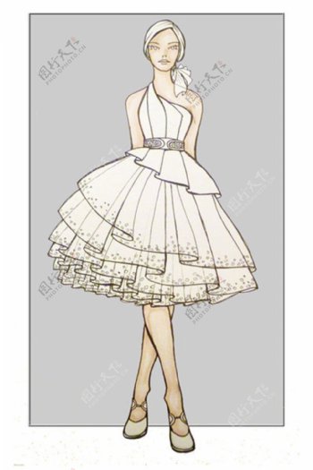 白色连衣裙设计图