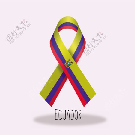 厄瓜多尔国旗丝带设计矢量素材
