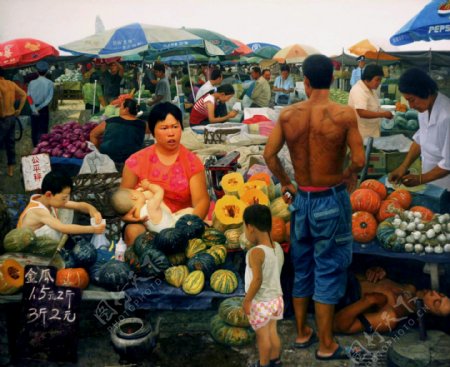 卖蔬菜的女性肖像画图片