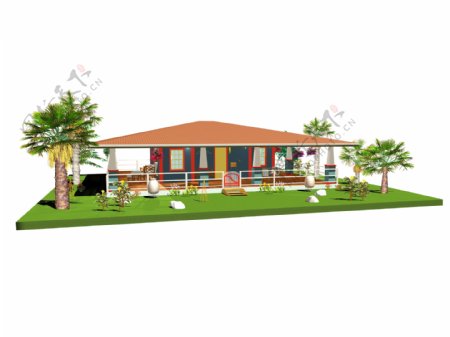 3D别墅绿化效果图图片