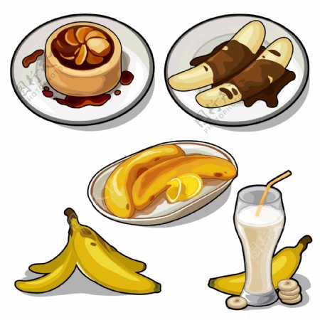 卡通香蕉美食插画
