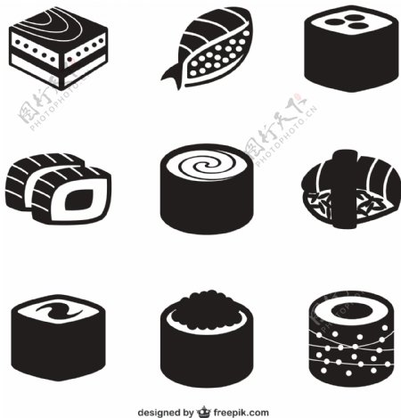 9黑的日本寿司图标矢量素材
