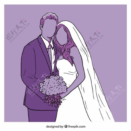 紫色婚礼插画