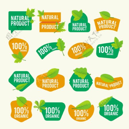 天然绿色产品标签图标