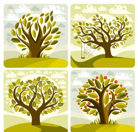 艺术插图树木小树矢量素材