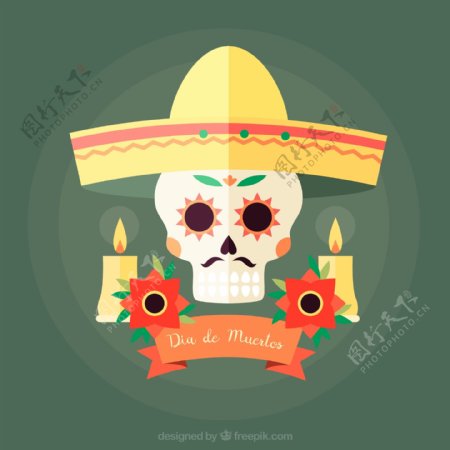 墨西哥头骨帽子的背景
