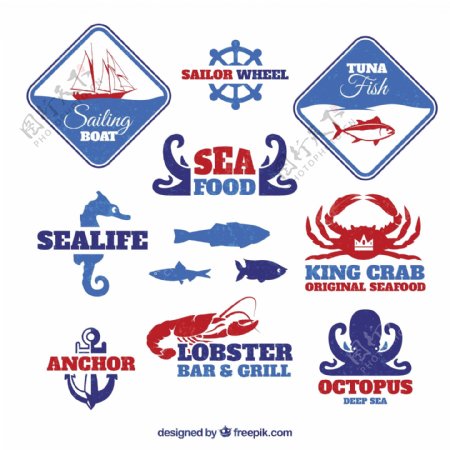 海洋食品的徽章