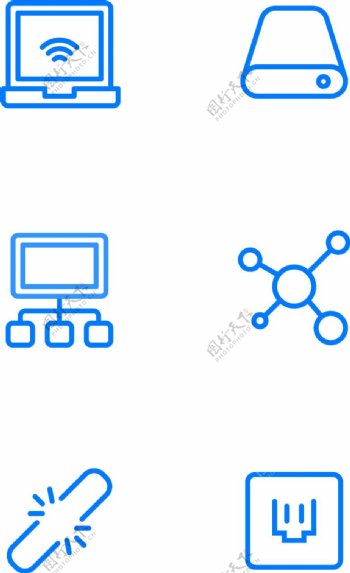 智能电脑类蓝色线条矢量图标ai源文件3