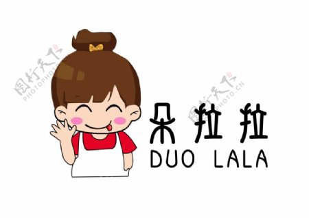 朵拉拉logo卡通小女孩红白衣服厨师服