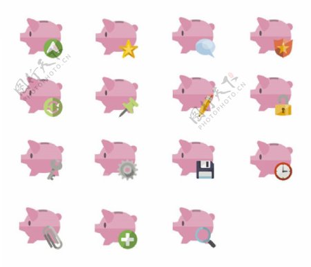 小猪猪存钱罐图标素材