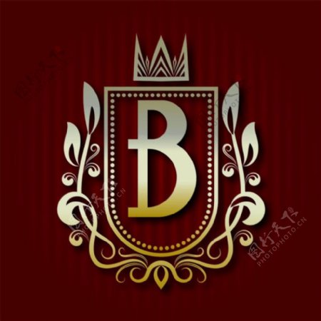 皇冠金色字母B标志图片