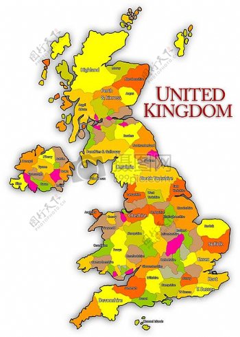 白色背景下的英国地图