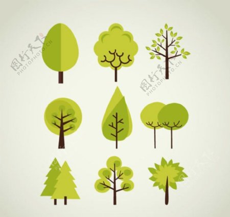 绿色清新树木设计矢量素材下载