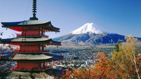 日本古典楼阁富士山世界名胜风景区