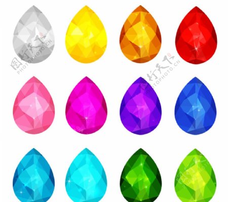 彩色水滴钻石矢量素材
