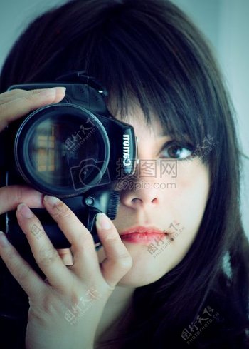 女人摄像头女孩肖像佳能拍摄照片棕色头发棕色眼睛
